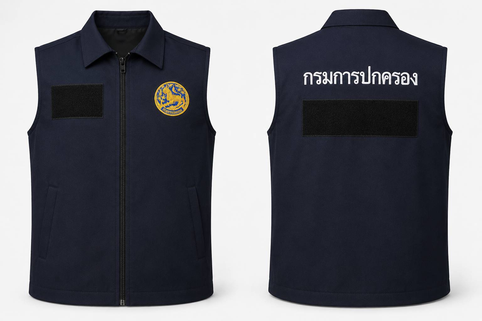 เสื้อกั๊กกรมท่า ด้านหน้าและด้านหลัง